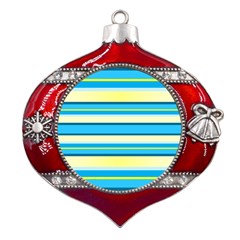 Stripes-3 Metal Snowflake And Bell Red Ornament by nateshop