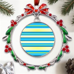 Stripes-3 Metal X mas Wreath Ribbon Ornament by nateshop