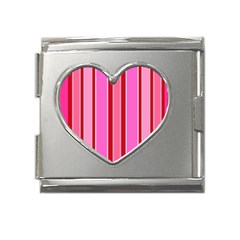 Stripes-4 Mega Link Heart Italian Charm (18mm)