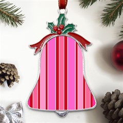 Stripes-4 Metal Holly Leaf Bell Ornament by nateshop