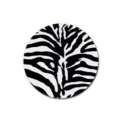 Zebra-black White Rubber Round Coaster (4 Pack) by nateshop