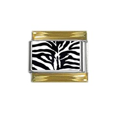 Zebra-black White Gold Trim Italian Charm (9mm)