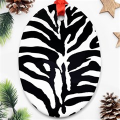 Zebra-black White Oval Ornament (two Sides) by nateshop