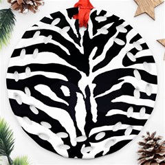 Zebra-black White Round Filigree Ornament (two Sides)