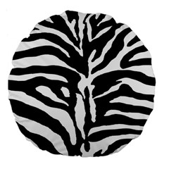 Zebra-black White Large 18  Premium Flano Round Cushions by nateshop