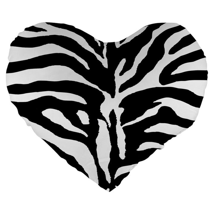 Zebra-black White Large 19  Premium Heart Shape Cushions