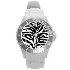 Zebra-black White Round Plastic Sport Watch (l) by nateshop