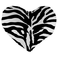 Zebra-black White Large 19  Premium Flano Heart Shape Cushions by nateshop