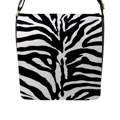 Zebra-black White Flap Closure Messenger Bag (l) by nateshop