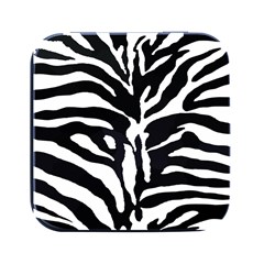 Zebra-black White Square Metal Box (black)