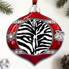 Zebra-black White Metal Snowflake And Bell Red Ornament by nateshop