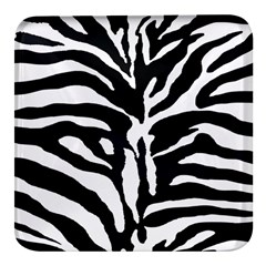 Zebra-black White Square Glass Fridge Magnet (4 Pack) by nateshop