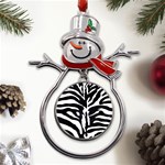 Zebra-black White Metal Snowman Ornament Front