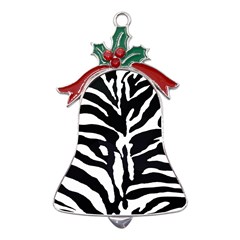 Zebra-black White Metal Holly Leaf Bell Ornament by nateshop