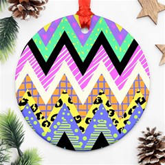 Zigzag-1 Round Ornament (two Sides) by nateshop