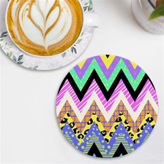 Zigzag-1 Uv Print Round Tile Coaster by nateshop