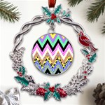 Zigzag-1 Metal X mas Wreath Holly leaf Ornament Front