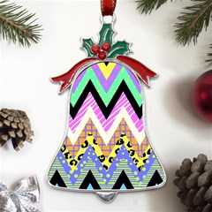 Zigzag-1 Metal Holly Leaf Bell Ornament by nateshop