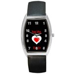 Mom And Dad, Father, Feeling, I Love You, Love Barrel Style Metal Watch Front