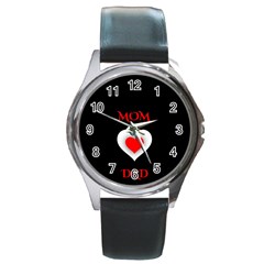 Mom And Dad, Father, Feeling, I Love You, Love Round Metal Watch by nateshop