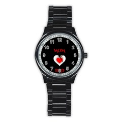 Mom And Dad, Father, Feeling, I Love You, Love Stainless Steel Round Watch by nateshop