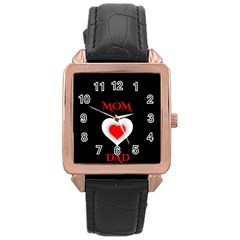 Mom And Dad, Father, Feeling, I Love You, Love Rose Gold Leather Watch  by nateshop