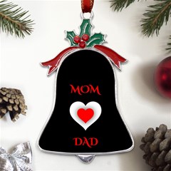 Mom And Dad, Father, Feeling, I Love You, Love Metal Holly Leaf Bell Ornament by nateshop