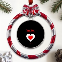 Mom And Dad, Father, Feeling, I Love You, Love Metal Red Ribbon Round Ornament by nateshop