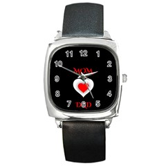 Mom And Dad, Father, Feeling, I Love You, Love Square Metal Watch by nateshop