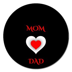 Mom And Dad, Father, Feeling, I Love You, Love Magnet 5  (round) by nateshop