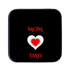 Mom And Dad, Father, Feeling, I Love You, Love Square Metal Box (black) by nateshop