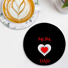 Mom And Dad, Father, Feeling, I Love You, Love Uv Print Round Tile Coaster by nateshop