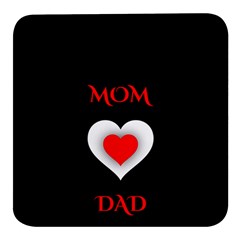 Mom And Dad, Father, Feeling, I Love You, Love Square Glass Fridge Magnet (4 Pack) by nateshop