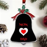 Mom And Dad, Father, Feeling, I Love You, Love Metal Holly Leaf Bell Ornament Front