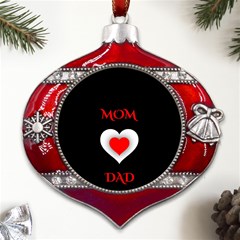 Mom And Dad, Father, Feeling, I Love You, Love Metal Snowflake And Bell Red Ornament by nateshop