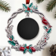 Black, Background, Simple Metal X mas Wreath Holly Leaf Ornament by nateshop