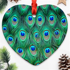 Feather, Bird, Pattern, Peacock, Texture Ornament (heart) by nateshop