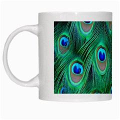 Feather, Bird, Pattern, Peacock, Texture White Mug by nateshop