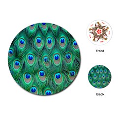 Feather, Bird, Pattern, Peacock, Texture Playing Cards Single Design (round)