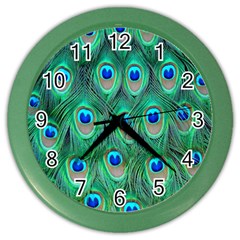 Feather, Bird, Pattern, Peacock, Texture Color Wall Clock by nateshop