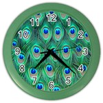 Feather, Bird, Pattern, Peacock, Texture Color Wall Clock Front