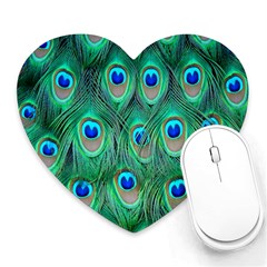 Feather, Bird, Pattern, Peacock, Texture Heart Mousepad by nateshop