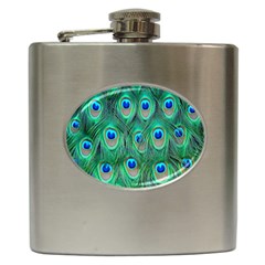 Feather, Bird, Pattern, Peacock, Texture Hip Flask (6 Oz) by nateshop