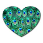 Feather, Bird, Pattern, Peacock, Texture Heart Mousepad Front