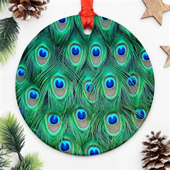 Feather, Bird, Pattern, Peacock, Texture Round Ornament (two Sides) by nateshop