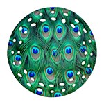 Feather, Bird, Pattern, Peacock, Texture Round Filigree Ornament (Two Sides) Front