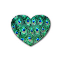 Feather, Bird, Pattern, Peacock, Texture Rubber Coaster (heart) by nateshop