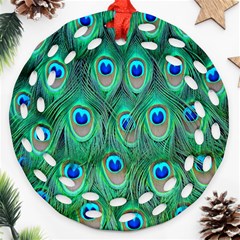 Feather, Bird, Pattern, Peacock, Texture Ornament (round Filigree) by nateshop