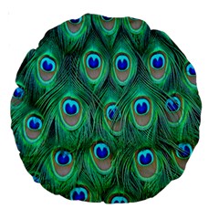 Feather, Bird, Pattern, Peacock, Texture Large 18  Premium Round Cushions by nateshop