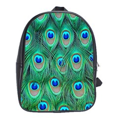 Feather, Bird, Pattern, Peacock, Texture School Bag (xl) by nateshop